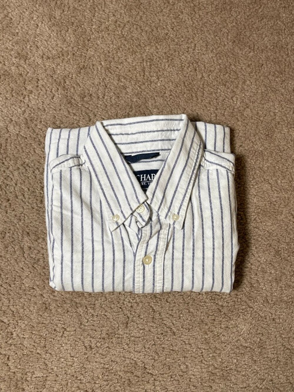 Chaps Small Long Sleeve Stripped Blue/White Shirt